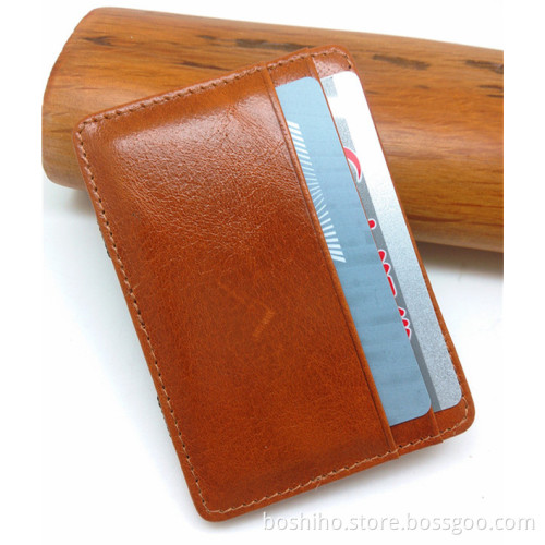 Boshiho vintage oil waxy cowhide leather magic minimalist wallet